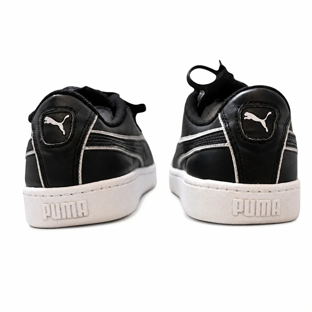 Puma Smash v2 L Sneakers Women 9 Black White Good Leather Low Top
